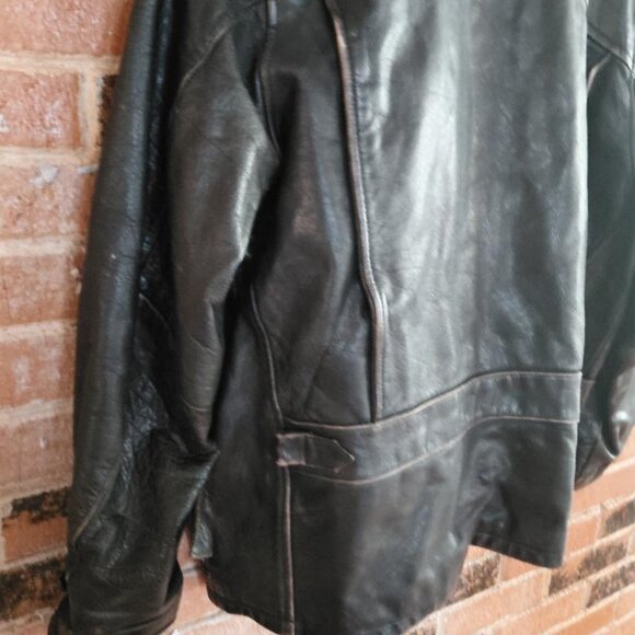 Kenneth Black Distressed Leather Moto Coat Jacket - Size XL  As-Is - Picture 6 of 6